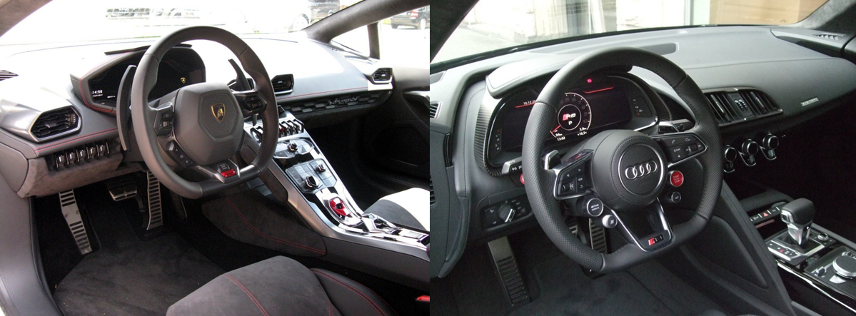 lamborghini lp610 4 vs audi r8 v10 plus 2016 interieur