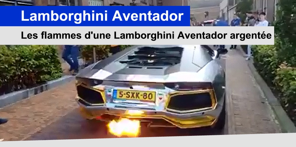 flammes lamborghini aventador argentee